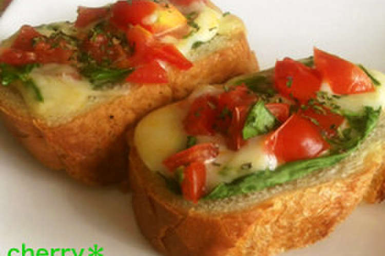 トマトとほうれん草のブルスケッタ レシピ 作り方 By Cherry クックパッド 簡単おいしいみんなのレシピが357万品