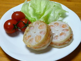 れんこんの海老はさみ揚げ