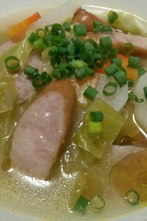蕎麦湯で鶏ガラポトフの画像