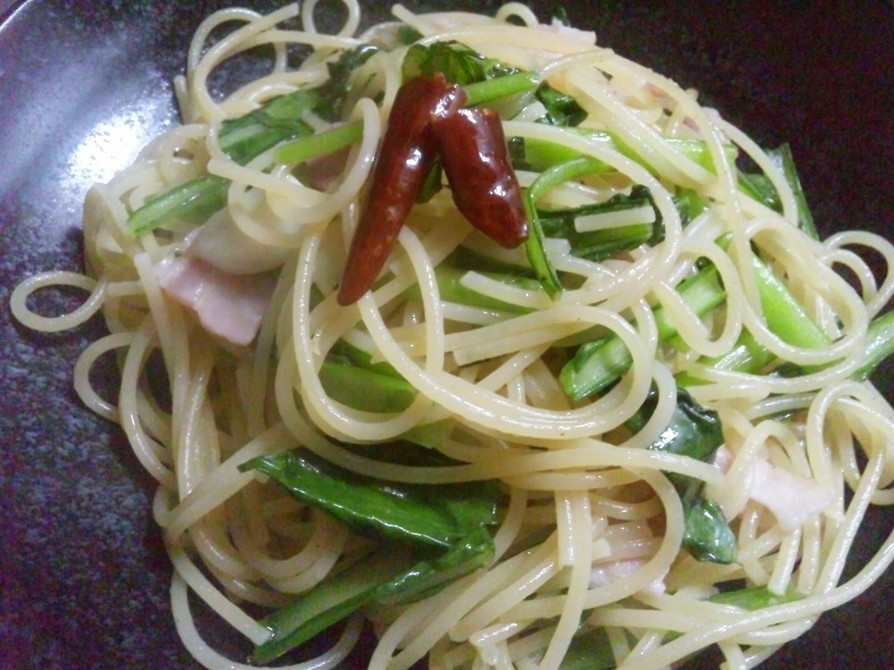あっさり美味！小松菜のペペロンチーノ！の画像