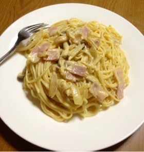 チーズなしde豆乳カルボナーラ♡
