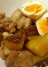 鶏ももとサツマイモと卵のほっこり甘辛煮