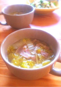 白菜とベーコンの生姜とろみスープ