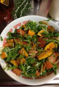 水菜・トマト・カボチャの簡単サラダ