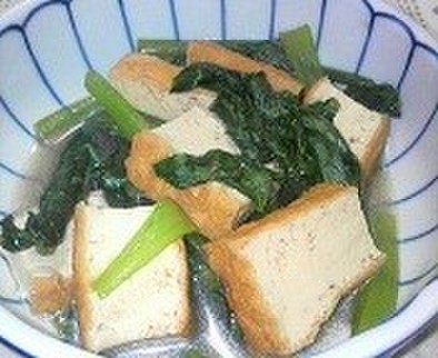 小松菜と厚揚げの簡単煮物の写真