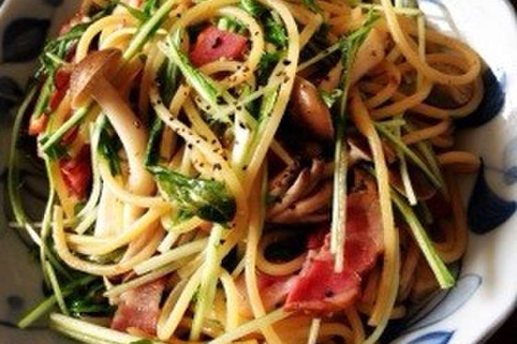 簡単 水菜とベーコンのパスタ レシピ 作り方 By Mifho クックパッド 簡単おいしいみんなのレシピが360万品