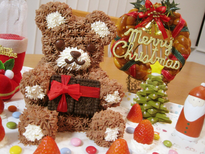 クリスマスに！くまさんのチョコケーキ