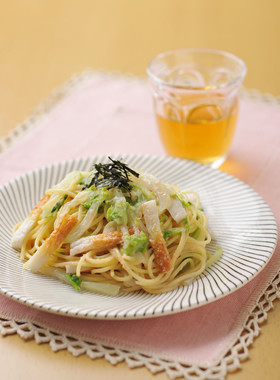 白菜とちくわのたらこスパゲティ