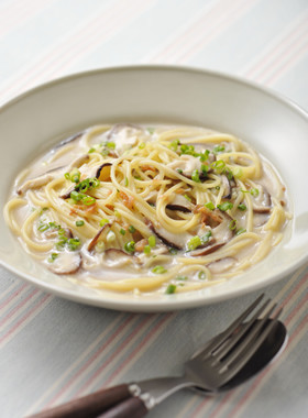 椎茸と梅の和風たらこスープスパゲティ