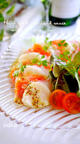 糖質制限食レシピのご紹介 魚介の前菜マスタードソースのカルパッチョ Noage ノーエイジ 糖質制限食レシピのご紹介 魚介の前菜マスタードソースのカルパッチョ Noage ノーエイジ