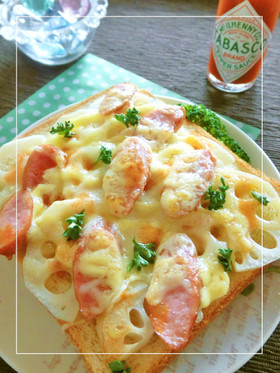 ピリッとシャキっと⋆蓮根ウィンナーパン