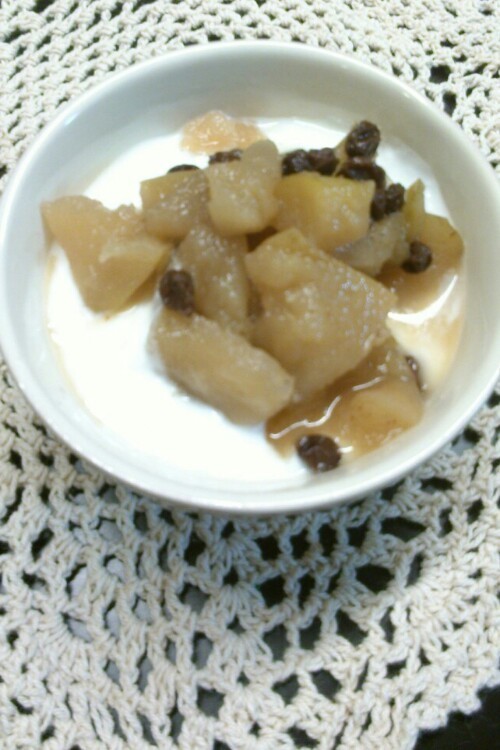 朝食に林檎蜂蜜メープル煮の画像