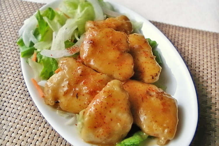 鶏胸肉がこってり旨 い オイマヨあえ レシピ 作り方 By Moj クックパッド 簡単おいしいみんなのレシピが356万品