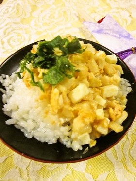 即席☆筍の味噌卵チーズ丼