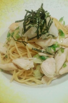 簡単ヘルシー♡ささみとレタスの和風パスタ