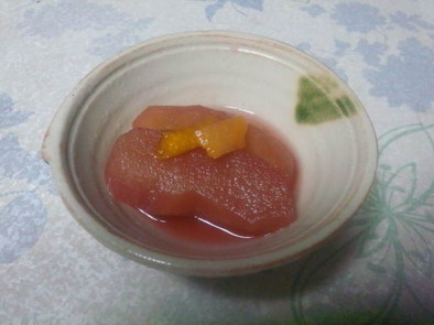 *日本酒と柚子*りんごのコンポートの写真