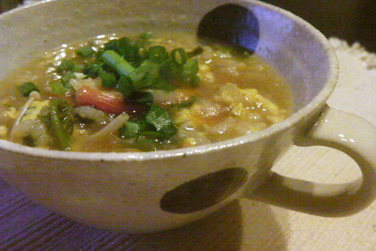 夜食にどうぞ 大根葉のポカポカ雑炊 レシピ 作り方 By はーたんのおっかさん クックパッド 簡単おいしいみんなのレシピが365万品