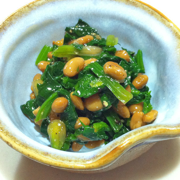 ＋１品の簡単副菜：納豆のホウレン草和えの画像