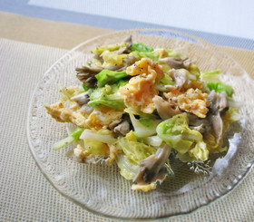 舞茸美味しい!キャベツ&いり卵のサラダ