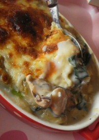 牡蠣と舞茸の豆腐グラタン