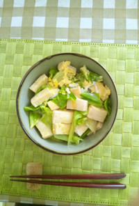 満腹☆キャベツと高野豆腐の卵とじ丼