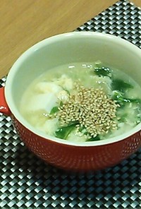 水菜と豆腐のたまごスープ