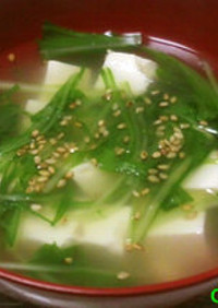 水菜と豆腐のジンジャースープ