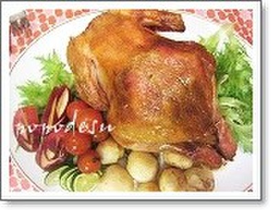 丸鶏のローストチキン☆簡単・皮パリパリの写真