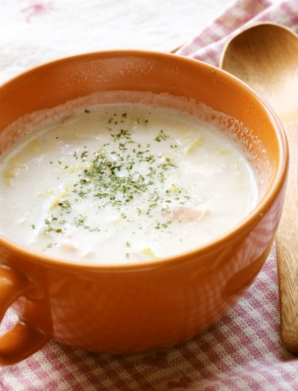 白菜とベーコンのホットミルクスープの画像