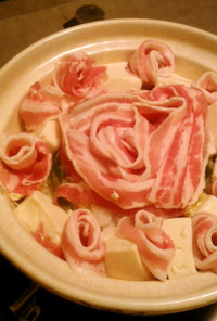 豚バラとねぎと豆腐の常夜鍋