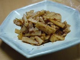 筍と豚肉のゴマ味噌炒め