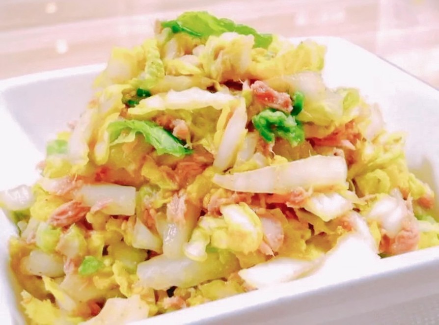 【楽めし】白菜とツナのめんつゆ胡麻サラダの画像