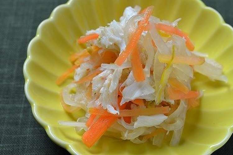 市販の三杯酢で簡単にお節蟹入り紅白なます レシピ 作り方 By 槙かおる クックパッド 簡単おいしいみんなのレシピが360万品