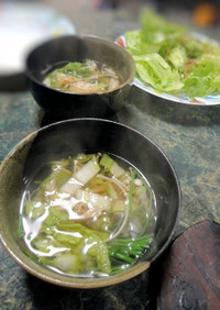 白菜とロールカワハギのスープ