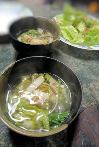 白菜とロールカワハギのスープ