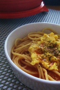 ふわふわ卵乗せ☆彡トマト鍋〆スパ