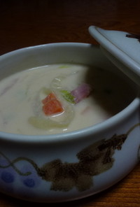 ホットミルク入り和風スタミナ野菜スープ