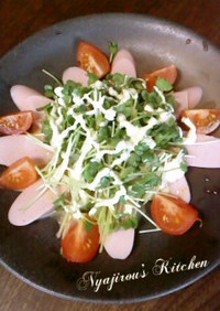 カイワレ＊魚肉ソーセージで簡単サラダ