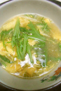 水菜と卵のコンソメスープ