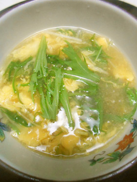 水菜と卵のコンソメスープ