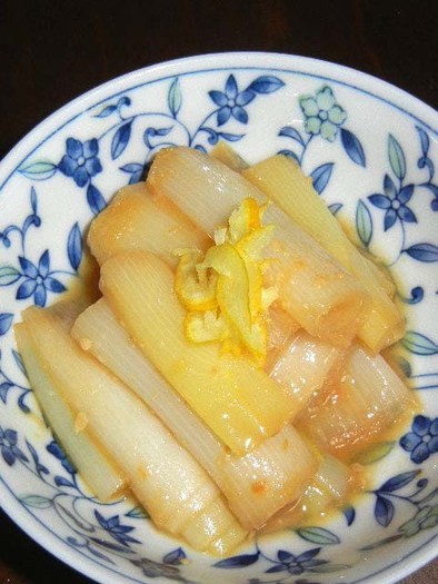 柚子の酢でネギの酢味噌和えの写真