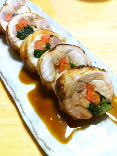 【お弁当・お重】レンチン鶏肉の野菜巻き の写真