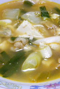 豆腐チゲ風☆具だくさん唐辛子のスープ