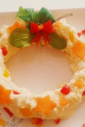 簡単クリスマス料理!ポテトサラダのリース
