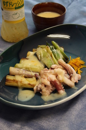焼き葱といかの柚子味噌ソース