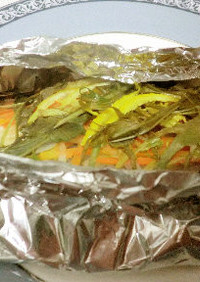野菜たっぷり　旬の真鱈のホイル焼き
