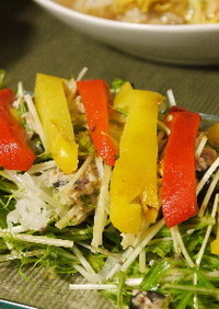 水菜とパプリカのツナドレッシングサラダ