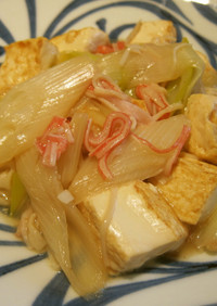 長ネギとろとろ✿豆腐とカニカマの中華煮