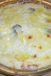 ポテトとオイルサーディンのチーズグラタン