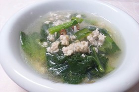 ♬小松菜と鶏ひき肉の春雨アジアンスープ♫